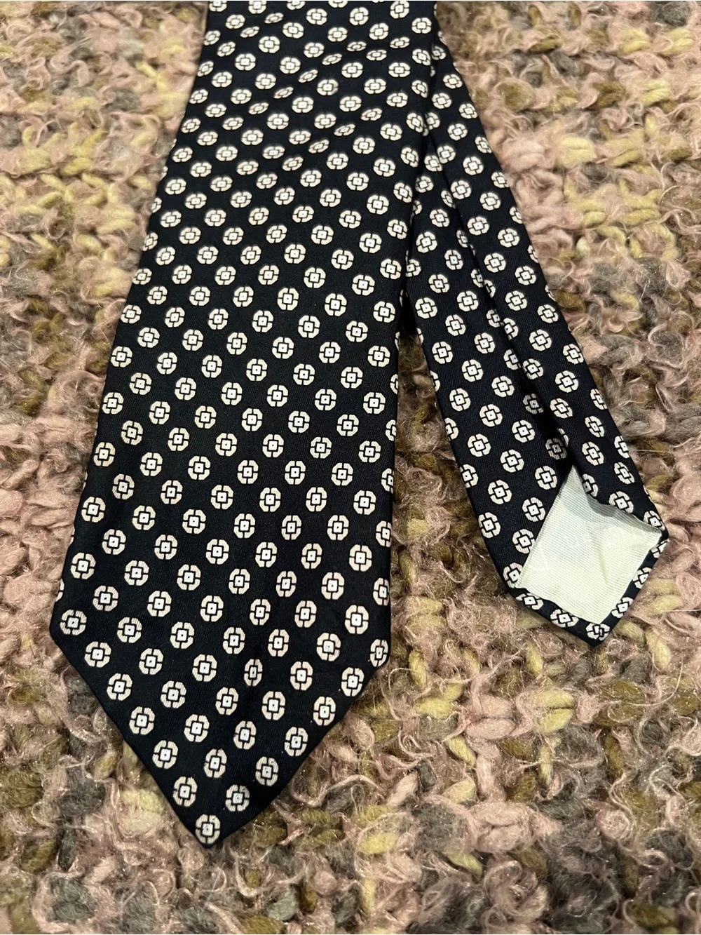 Vintage Christian Dior Silk Men's Tie Necktie black geometric design